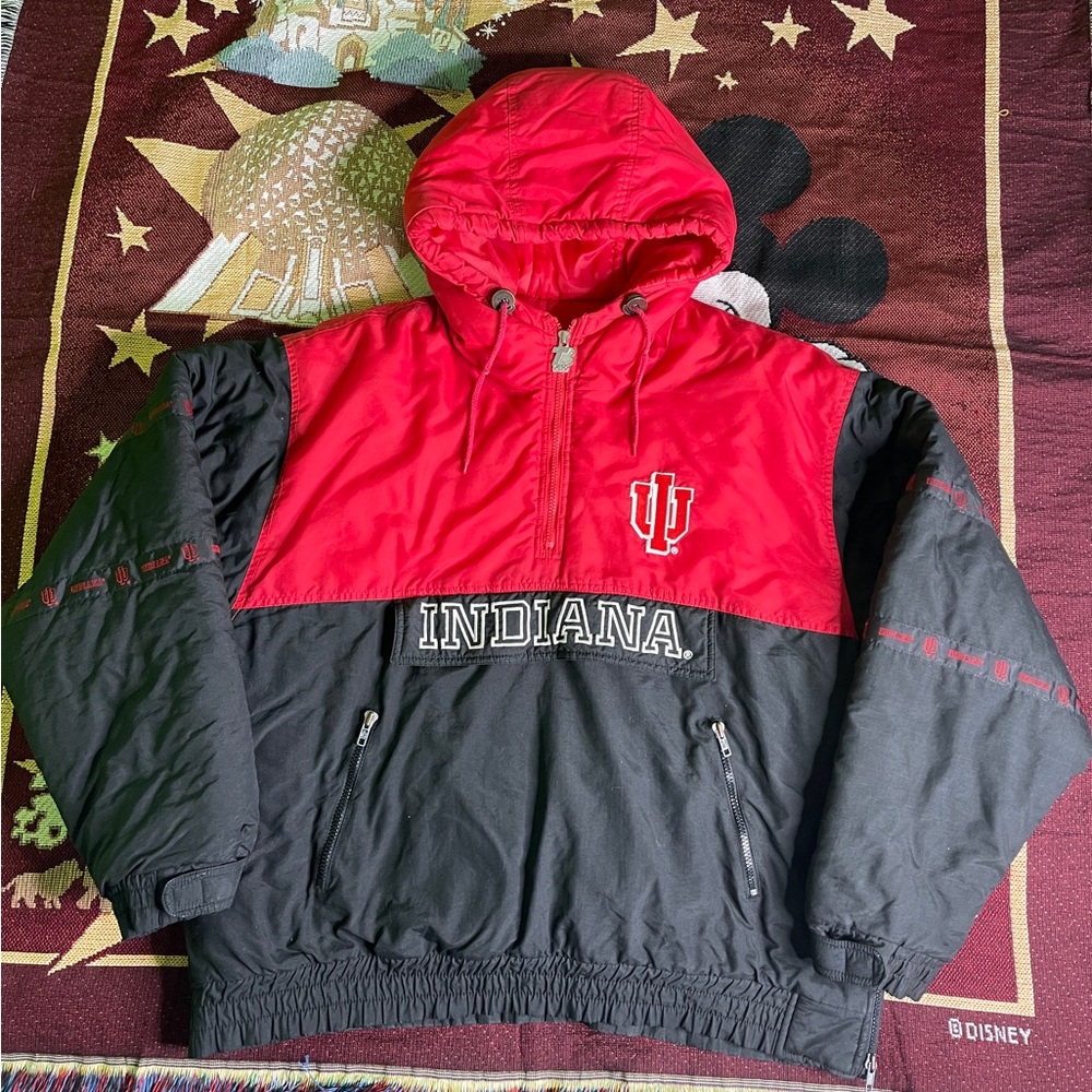 Vintage 90s IU Indiana University Hooded Puffer Jacket
